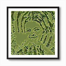 Abstract Portrait Of A Green Woman Art Print