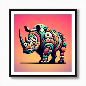 Geometric Art Rhinoceros 3 Art Print