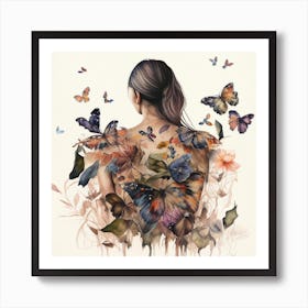 Watercolor Butterfly Woman Body  #4 Art Print