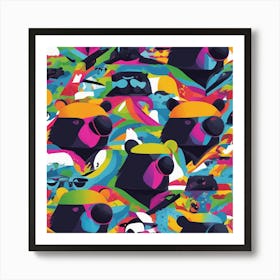 Bear, New Poster For Ray Ban Speed, In The Style Of Psychedelic Figuration, Eiko Ojala, Ian Davenpor (2) 1 Art Print