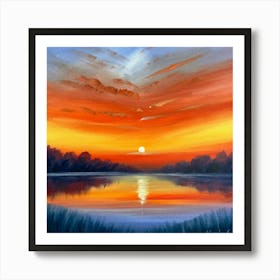 Sunset Over The Lake Poster