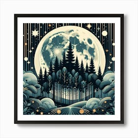 Full Moon In The Forest 7 Art Print