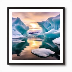 Icebergs At Sunset 34 Art Print