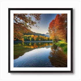 Autumn Trees By The Lake 5 Art Print