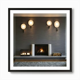 Modern Living Room With Fireplace 33 Art Print