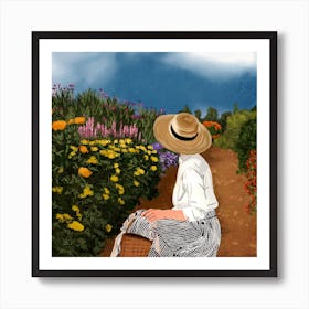 Woman In A Garden Art Print