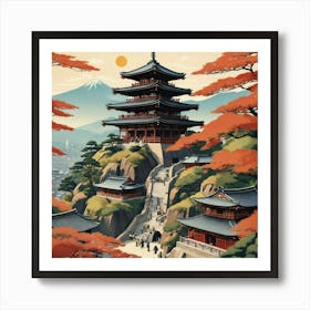 Kiyomizu Dera Temple Japan Vintage Travel Art Art Print 7 Art Print