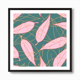 Pink Leaves Art Print