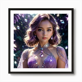 Girl In A Purple Dress fhh Art Print