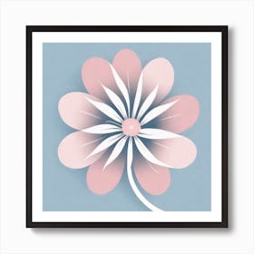 A White And Pink Flower In Minimalist Style Square Composition 189 Art Print