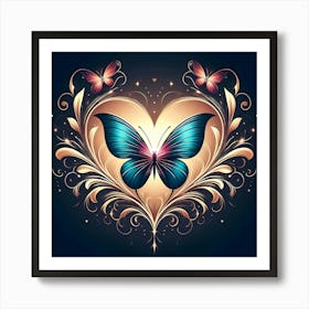 Butterfly In A Heart Art Print