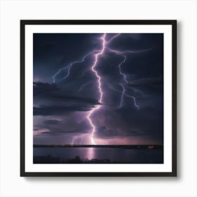 Lightning Over Lake Art Print