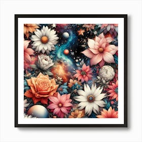 Flowers In Space Art Print