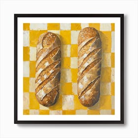 Rustic Bread Yellow Checkerboard 4 Poster