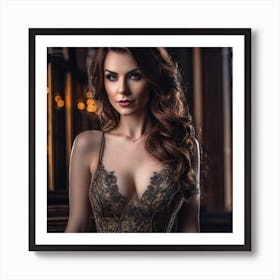 Brunette Beauty Art Print