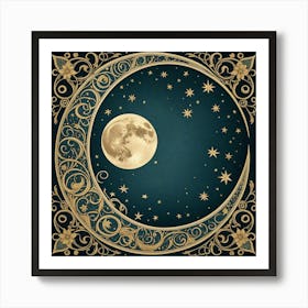 Moon And Stars 5 Art Print