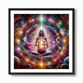 Yogi Woman In Space Art Print