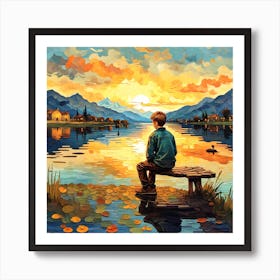 Sunset By The Lake Art Print