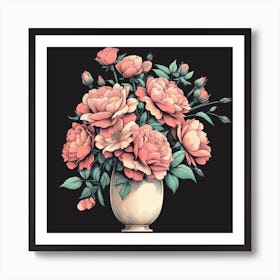 Peonies In A Vase 1 Art Print