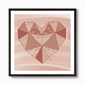 Quilted Patchwork Floral Sewing Fabric Heart Pink Art Print
