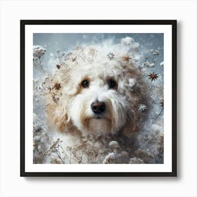 Poodle In The Snow Art Print