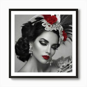 Sexy Woman With Feathers 1 Art Print