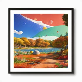 Landscape With Balloons Art Print