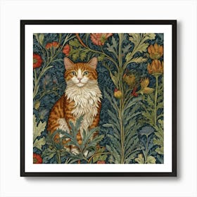 Cat In Flowers 5 Art Print