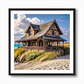 Cottage On The Beach Art Print