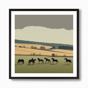 Horses In The Field 5 Art Print