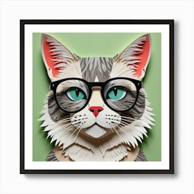 Cat With Glasses 3 Art Print