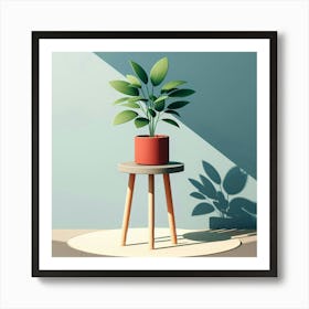 Potted Plant On A Table Art Print