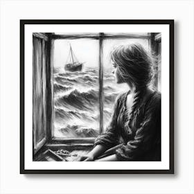 Girl At The Window Art Print