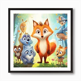 Fox And His Friends Art Print