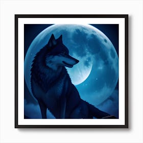 Lunar Wolf style 2 Art Print