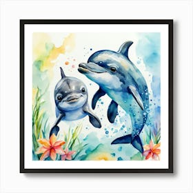 Baby dolphins Art Print