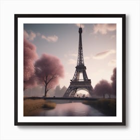 Eiffel Tower Spirit of Bob Ross Landscape Art Print