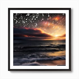 Music Notes At Sunset 8 Art Print