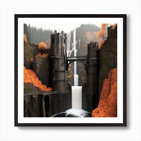 Leonardo Diffusion Xl A Gothic Render Of Multnomah Falls With 0 Art Print