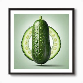 Cucumber On A Green Background 1 Art Print