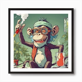 Monkey Smoking Weed 1 Art Print