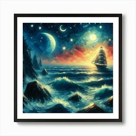 Ship In The Sea Art Print