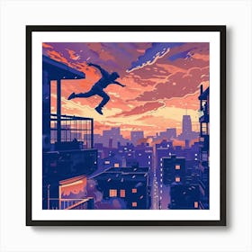 Sunset City Skyline Art Print