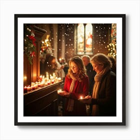 A Serene Christmas Eve Service Parishioners Immersed In Expressions Of Spiritual Surrender Engulfe (5) Art Print