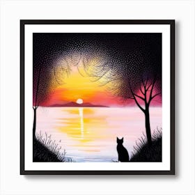 Sunset Cat 1 Art Print