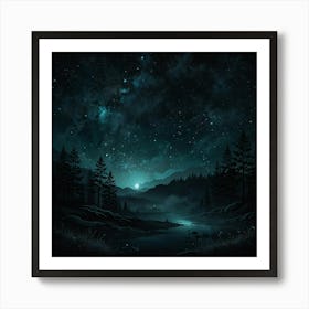 Dark Night In The Forest Art Print