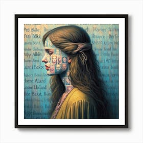 woman face, she pretends not to suffer, Peter Blake, Beth Conklin, Laurel Burch, Anni Albers, Helene Beland, Leon Bakst, Agnes Cecile. 1 Art Print