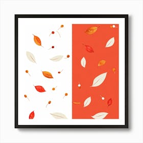 Autumn Artwork Showcasing Minimalist Design Featuring An Inventive Spread Of Leaves And Berries Sca (2) Art Print