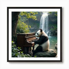 Panda Playing Piano Art Print