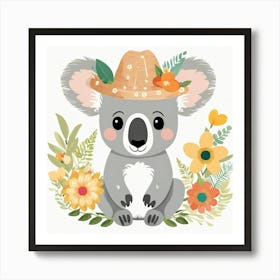 Floral Baby Koala Nursery Illustration (4) 1 Art Print
